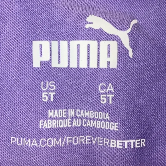 Puma T-Shirt w/ Paw Prints Logo in Purple, Size: 5T, EUC - Picture 4 of 5